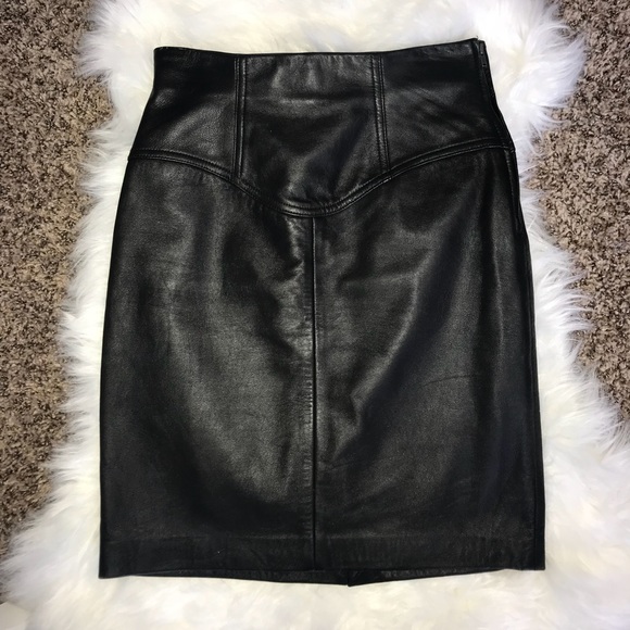 Express Dresses & Skirts - Express 100% Leather Black Skirt Size 1/2